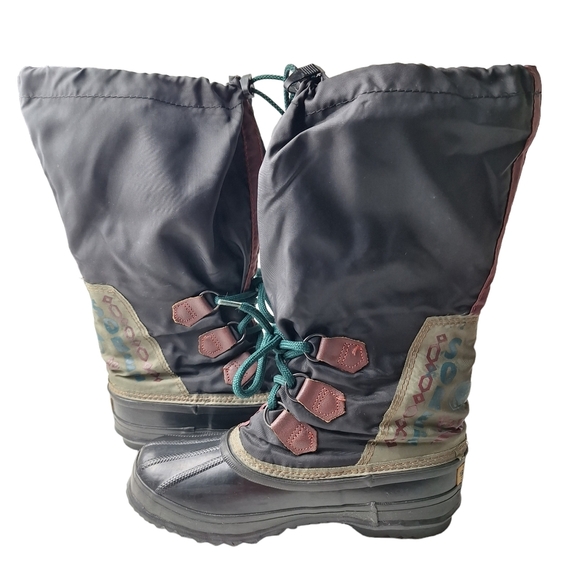 Vintage Sorel‎ Women Tall Freestyle Nylon Rubber Winter Lined Snow Boots Size 7 - Picture 1 of 16